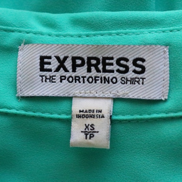 Express Teal Long Sleeve Button Up Blouse Top - Picture 7 of 8